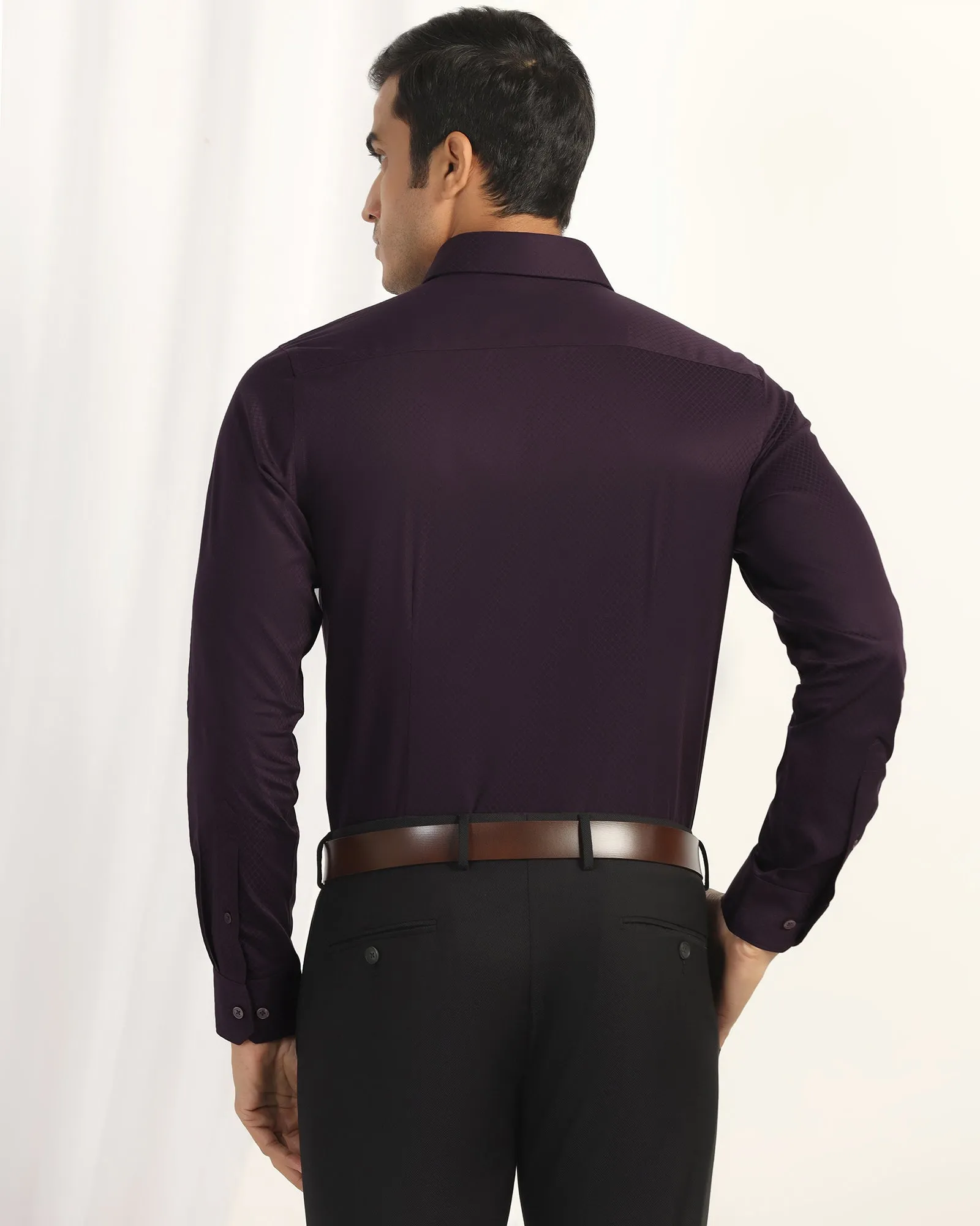 Formal Purple Textured Shirt - Shark Winter Retreat