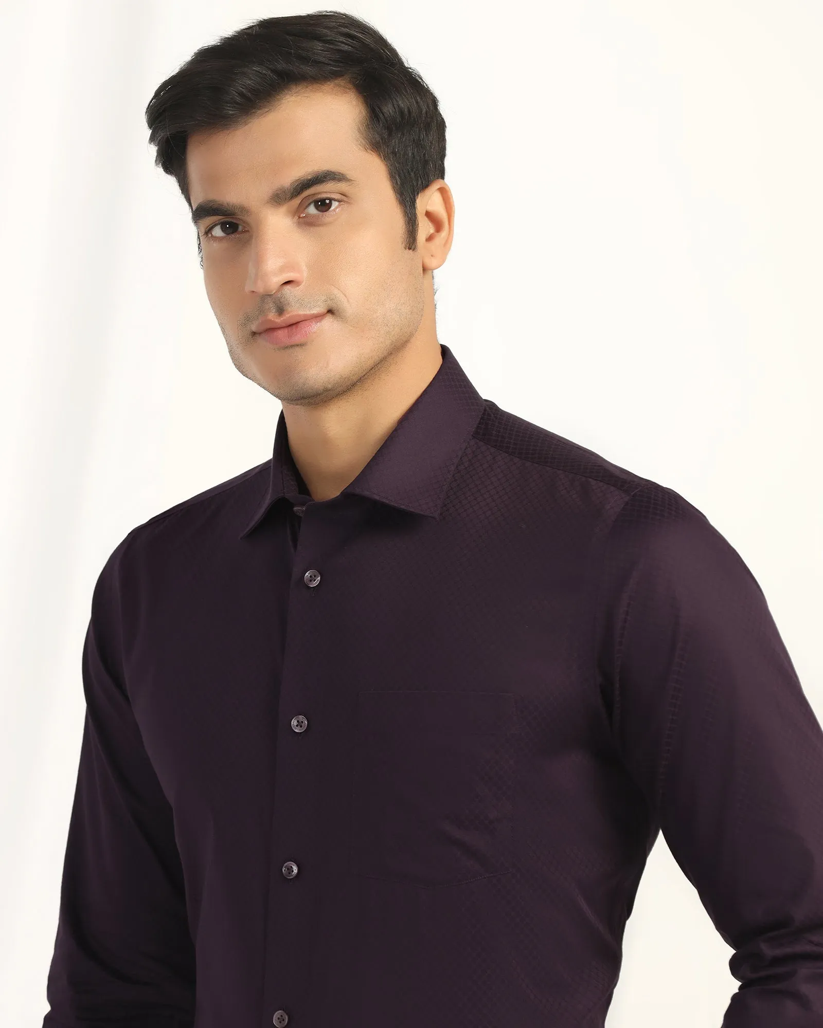 Networking Session Formal Purple Textured Shirt - Shark