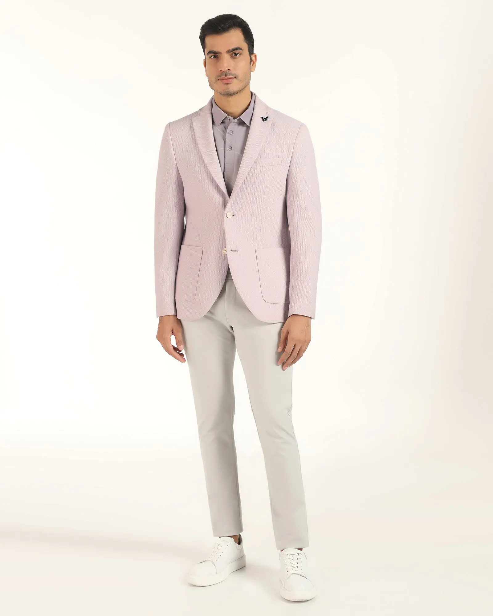 TechPro Formal Light Pink Textured Blazer - Renault Water Resistant Design