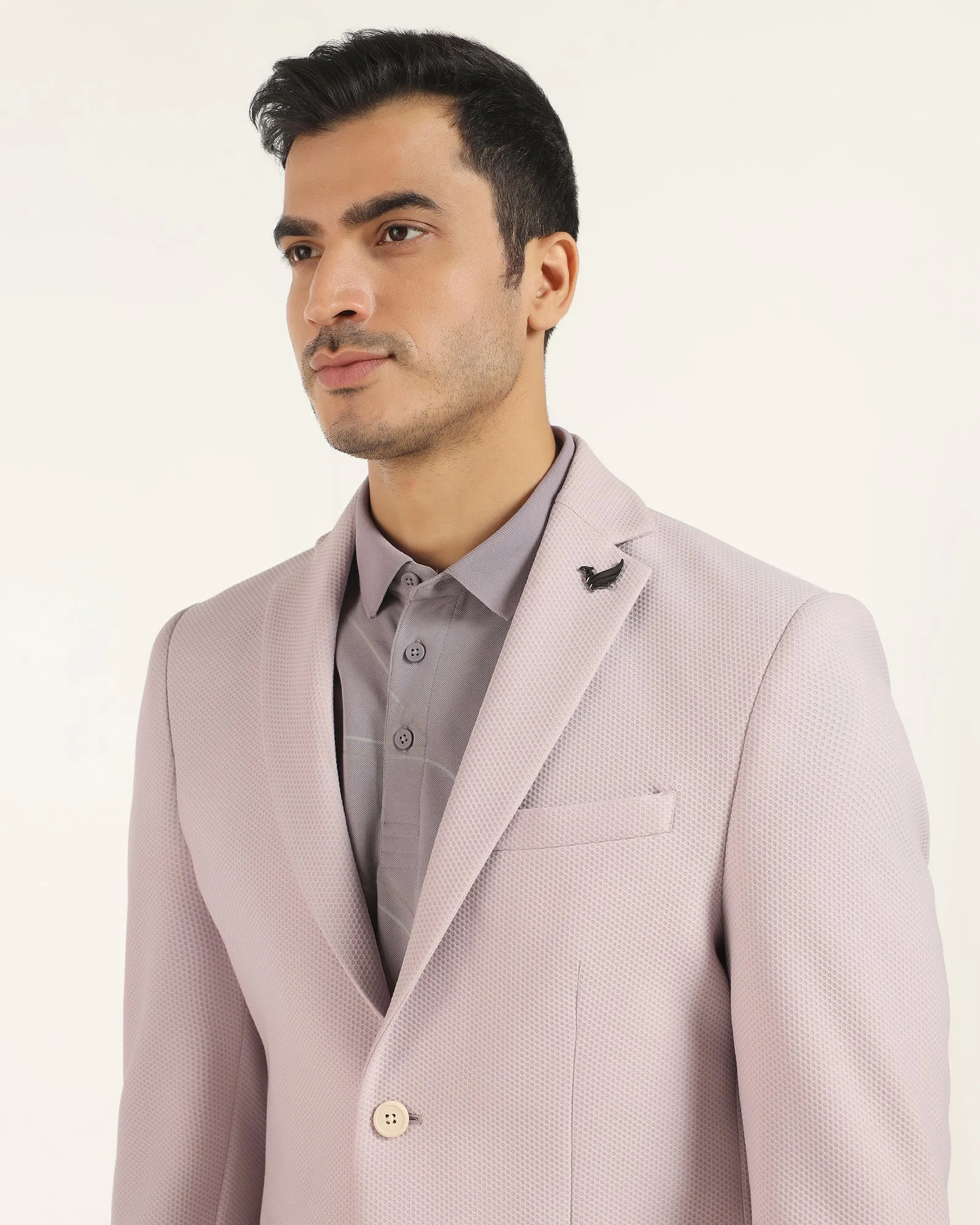 Hooded style TechPro Formal Light Pink Textured Blazer - Renault