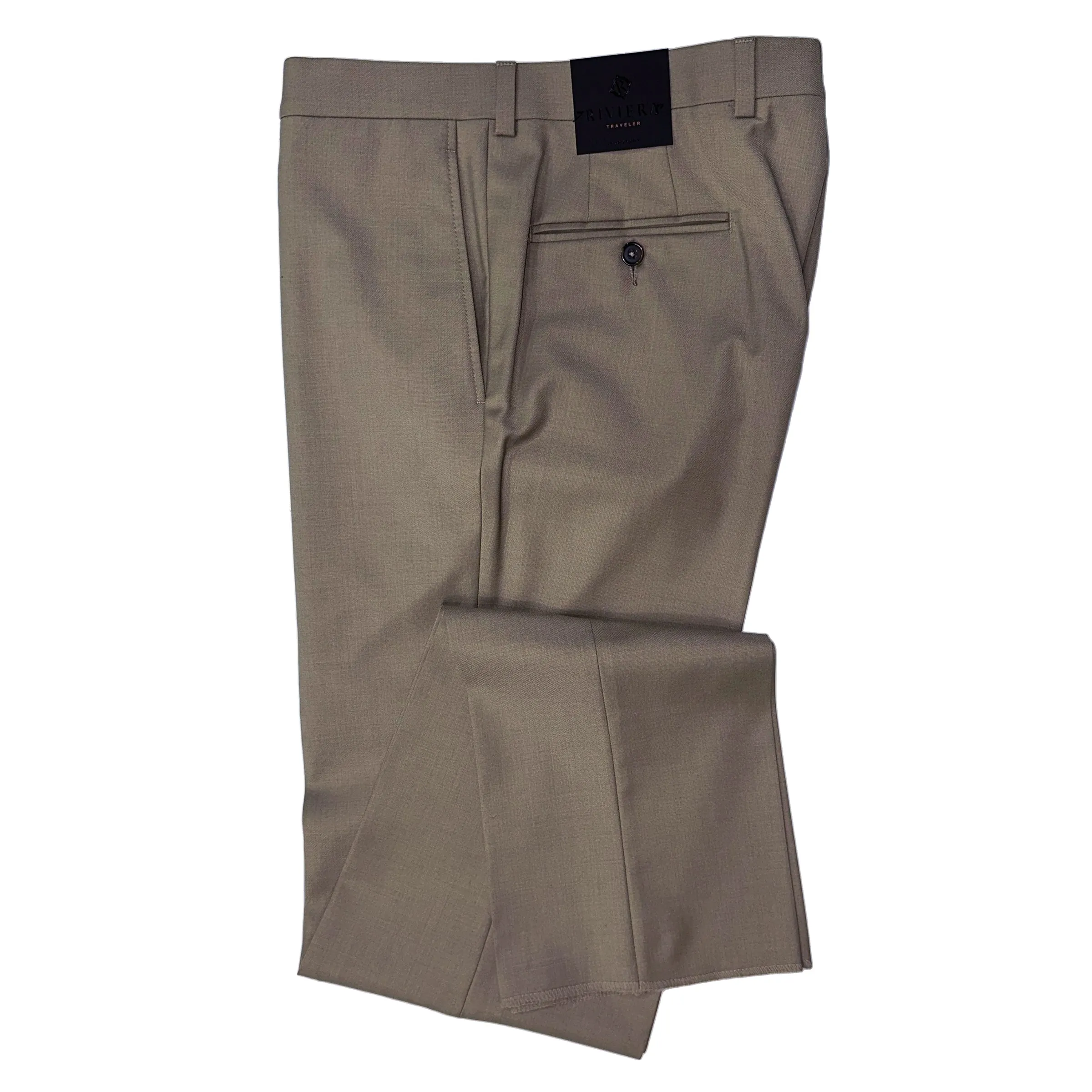 Riviera by Jack Victor- Traveler Dress Pant in Dark Beige Casual Performance Wear