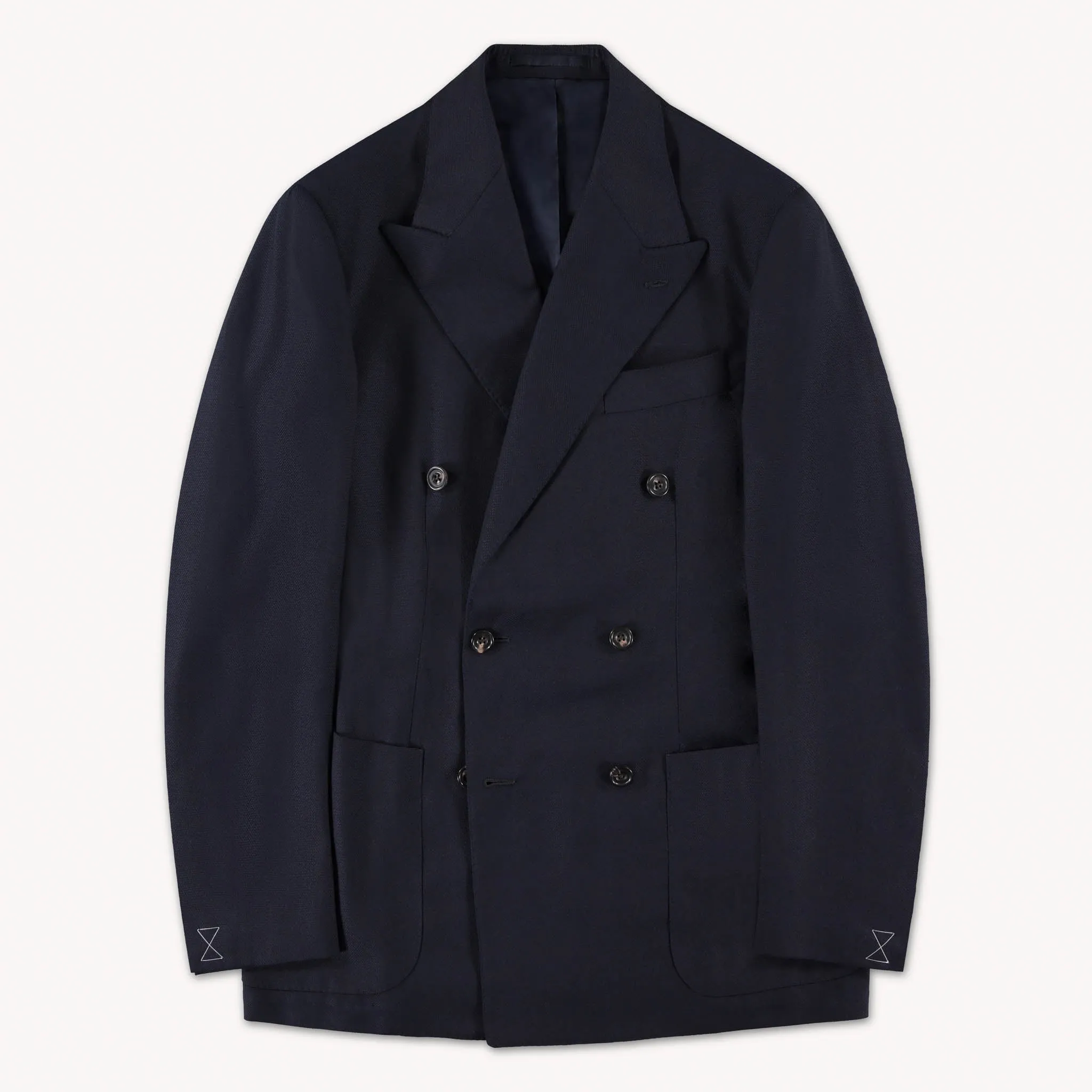 Zippered Pockets Navy Double Breasted Waverly Blazer