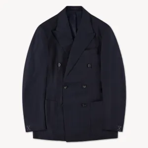 Zippered Pockets Navy Double Breasted Waverly Blazer