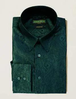 Inserch Long Sleeve Paisley Jacquard Shirt LS005-52 Pine Work-Ready