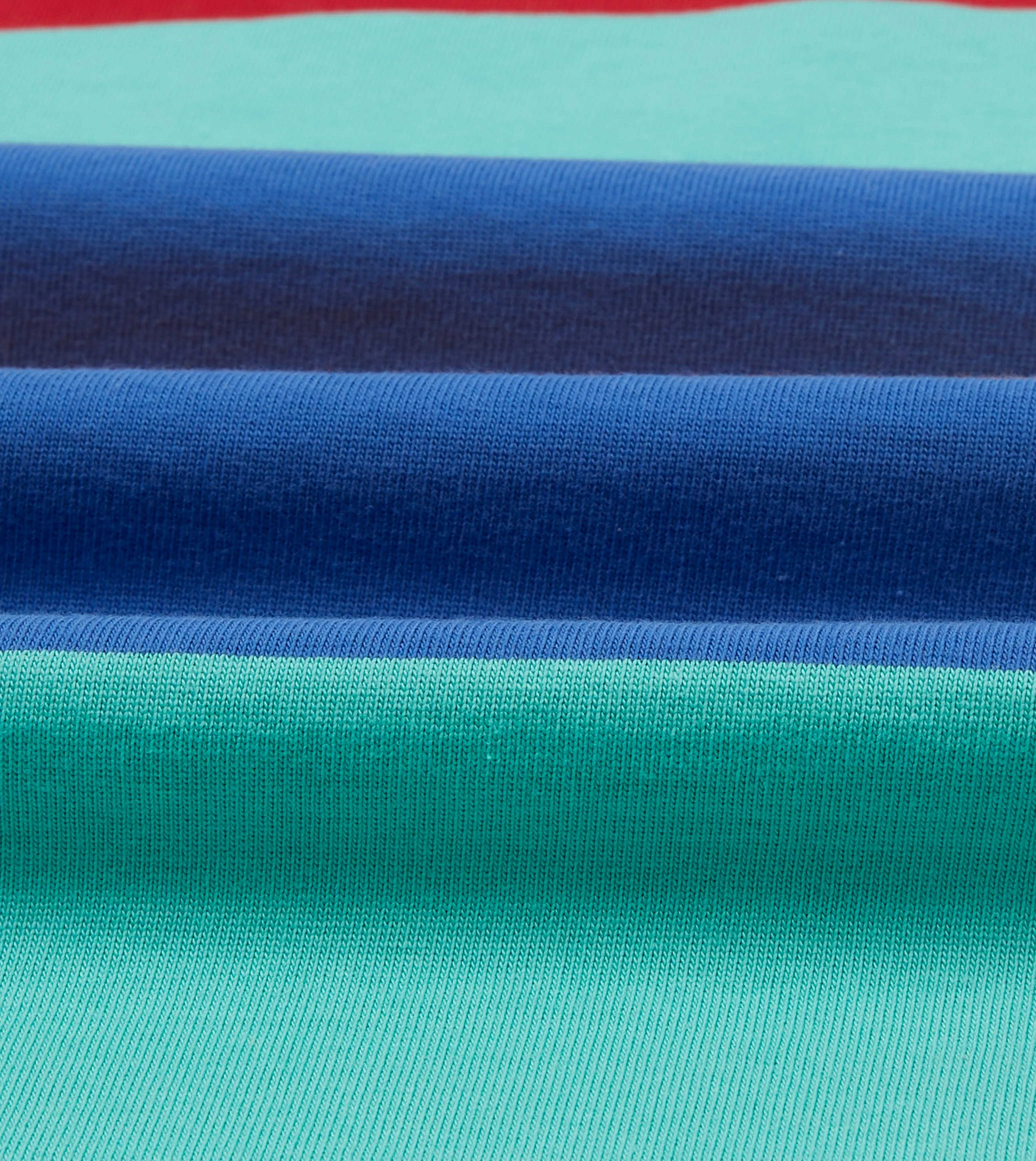 Breathable fabric Breathable Lining Turquoise, Yellow, Blue and Red Multi Stripe Cotton Rugby Shirt