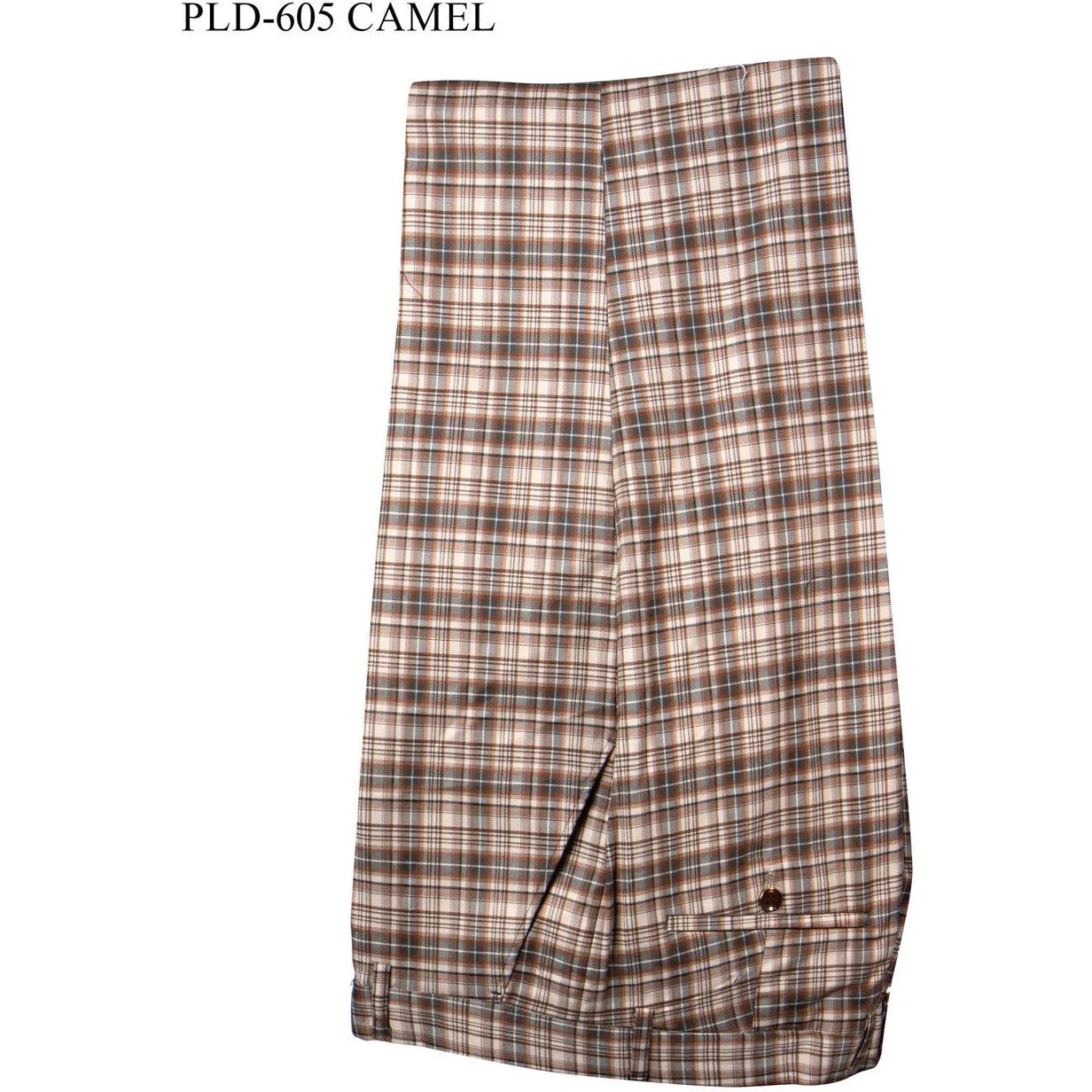 Plaid Camel Flat Front Pants - SYM Perfect Movement Quick Move