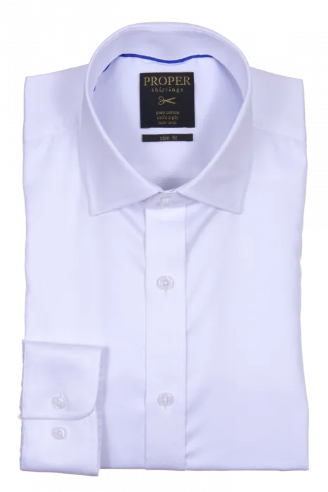 PROPER SHIRTINGS WHITE SLIM FIT REGULAR CUFF N720SPRX-WHT Winter Collection