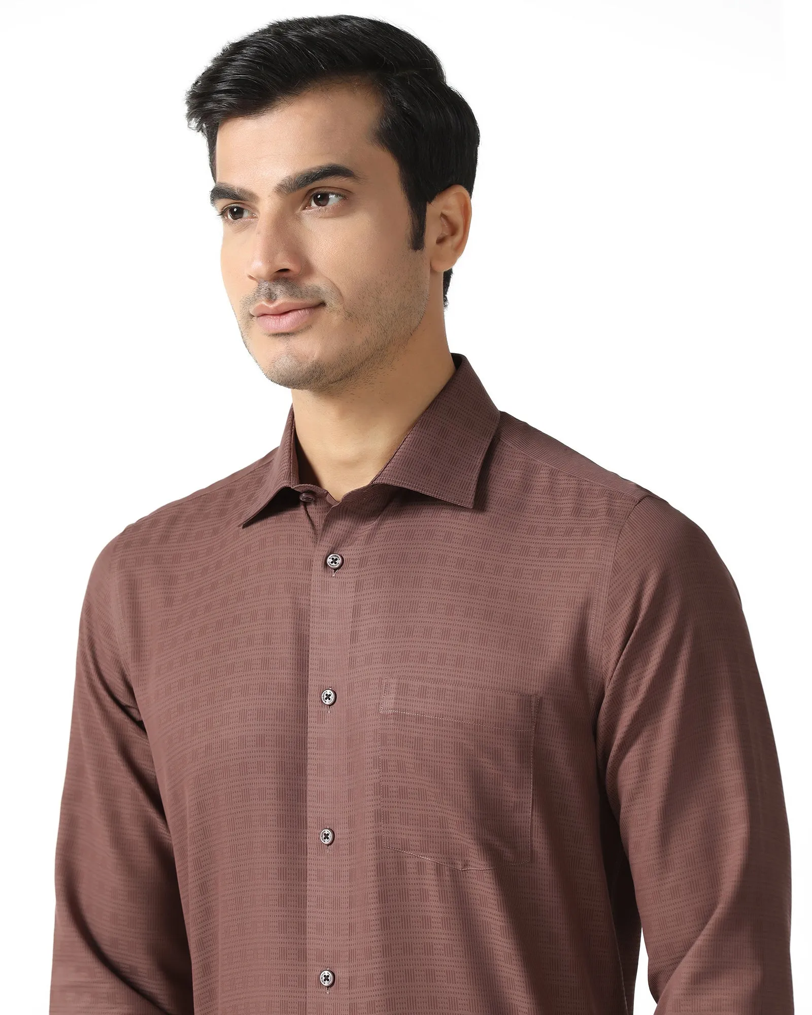 Beach Attire Earthy Hue Rust Non Iron Textured Shirt - Reform