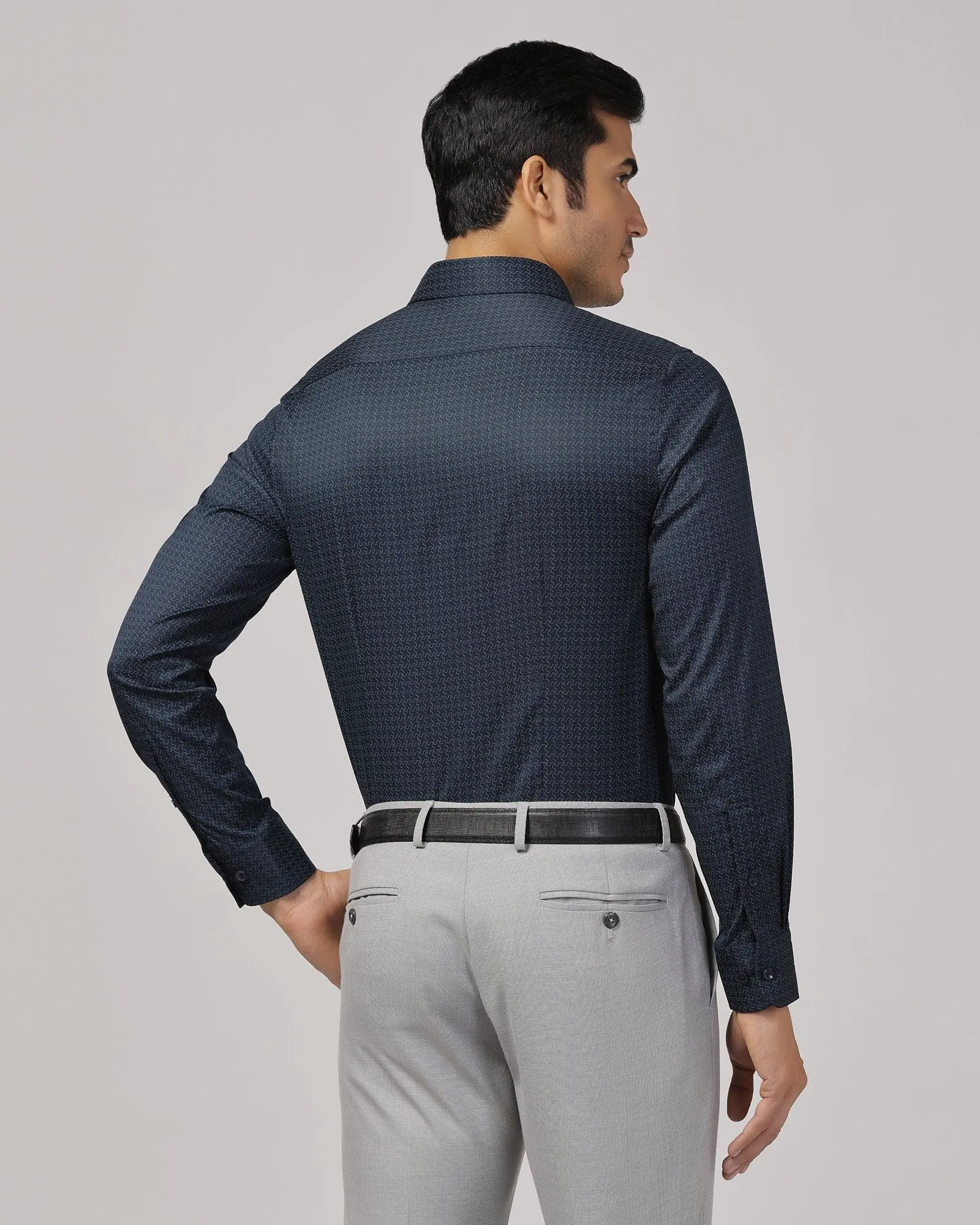 Temp Tech Formal Navy Printed Shirt - Rafael Durable Quality Neutral Shade