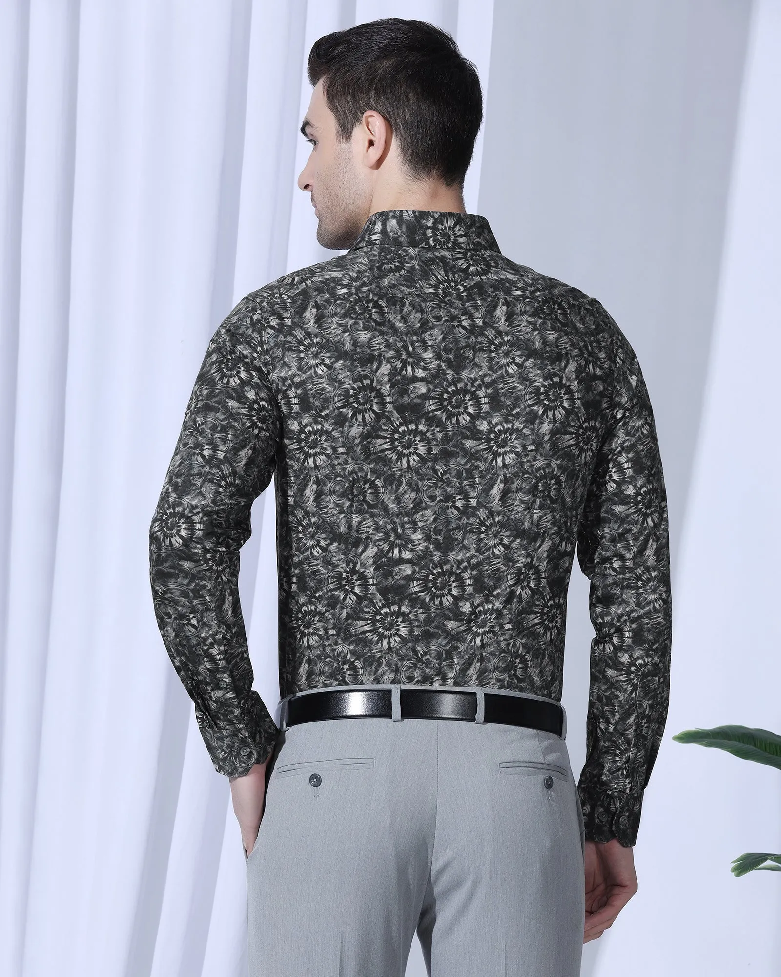 Formal Grey Printed Shirt - Wiper Odor control Unisex style