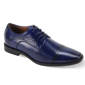 Decadawn Collection: Men's Blue Lace Up Cap Toe Shoes - Medium and Wide Flex Groove Technology