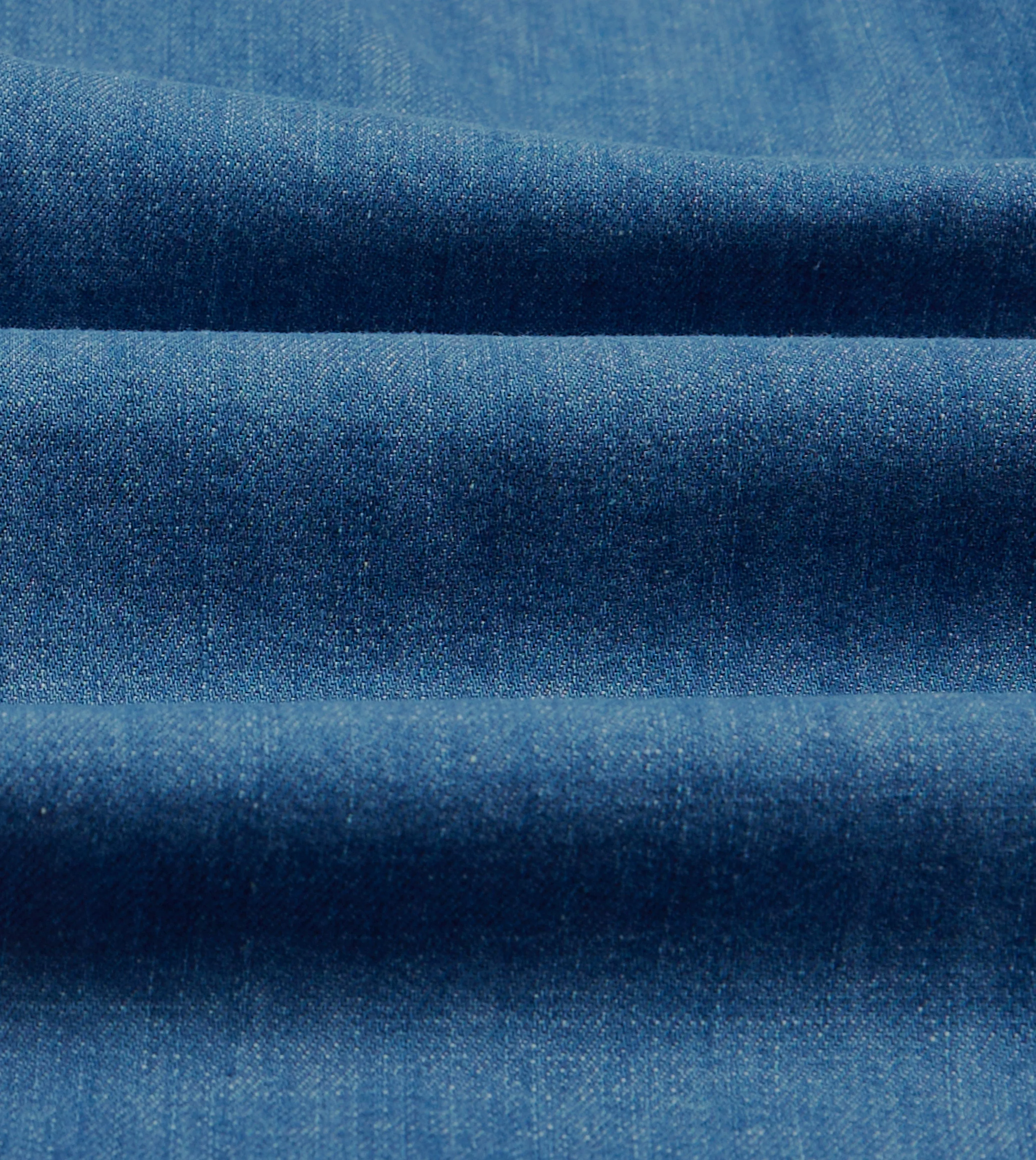 Blue Denim Spread Collar Popover Shirt Elegant Finish