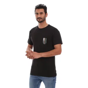 Essential Casual US FLAG COTTON RICH BLACK SHORT SLEEVE CREW NECK