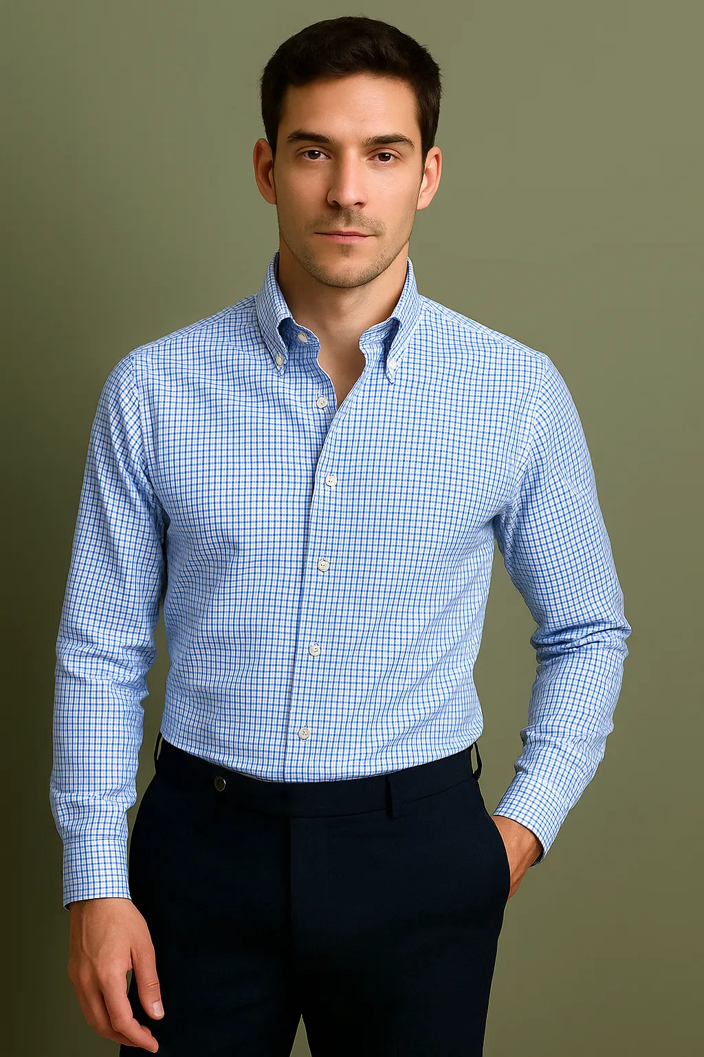 Monti Blue Graph Mini Checks Shirt Modern Boots Polish Core