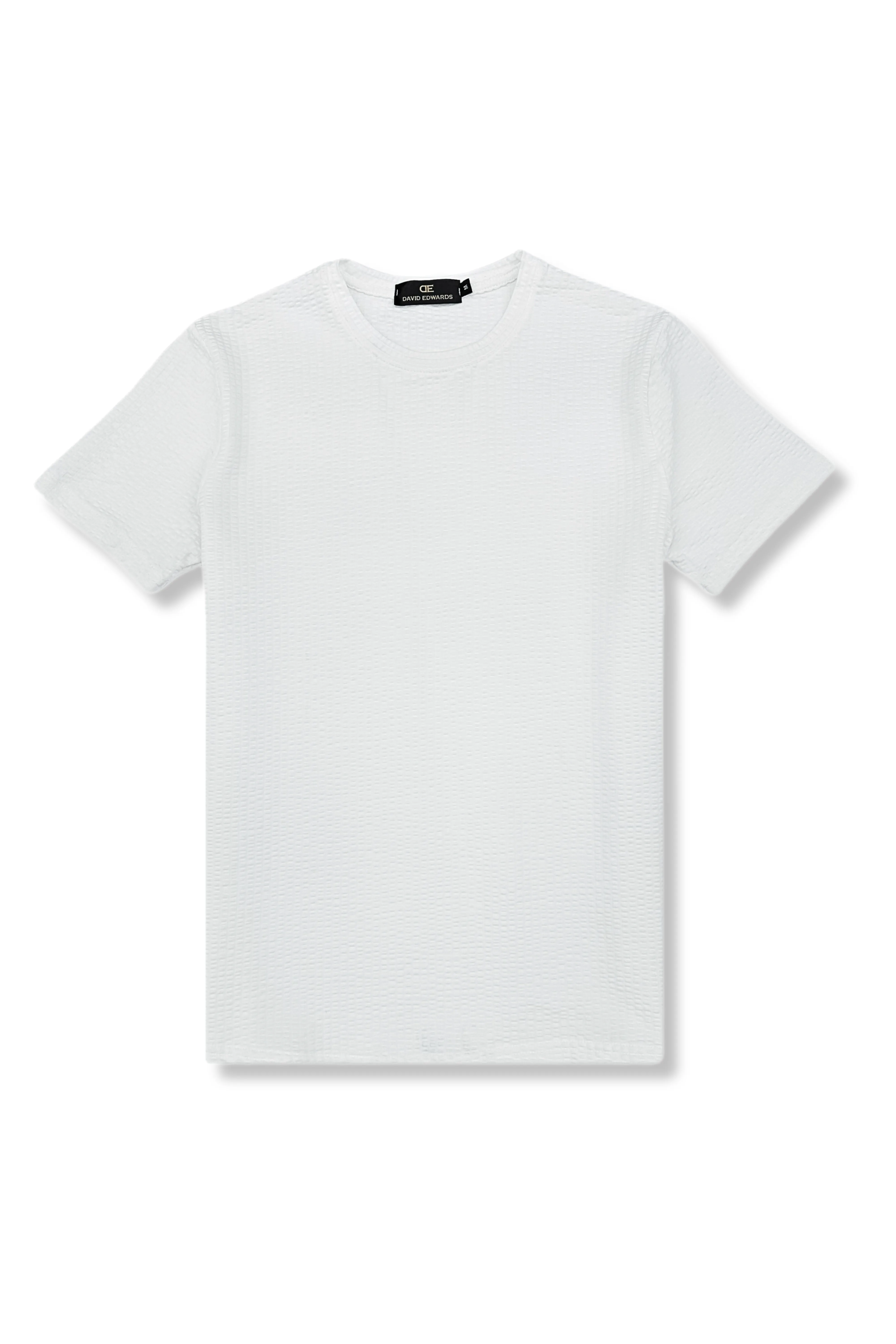 Demper Crewneck Seersucker T-Shirt Relaxed Comfort Fit NoSideSeams