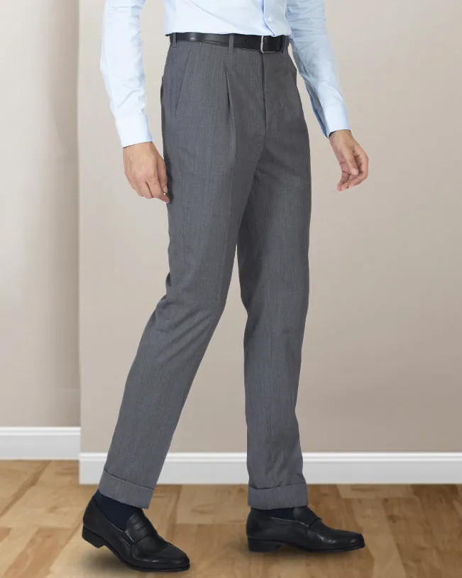 Trendy Comfort Tagless label Washable Wool Pants: Plain Mid Grey