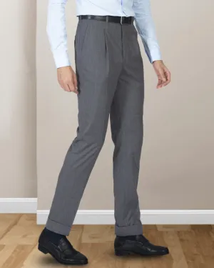 Washable Wool Pants: Plain Mid Grey FlexibleMobility TearResistantMaterial