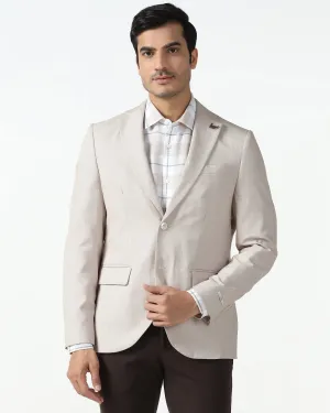 Ventilated Back Formal Beige Textured Blazer - Barca