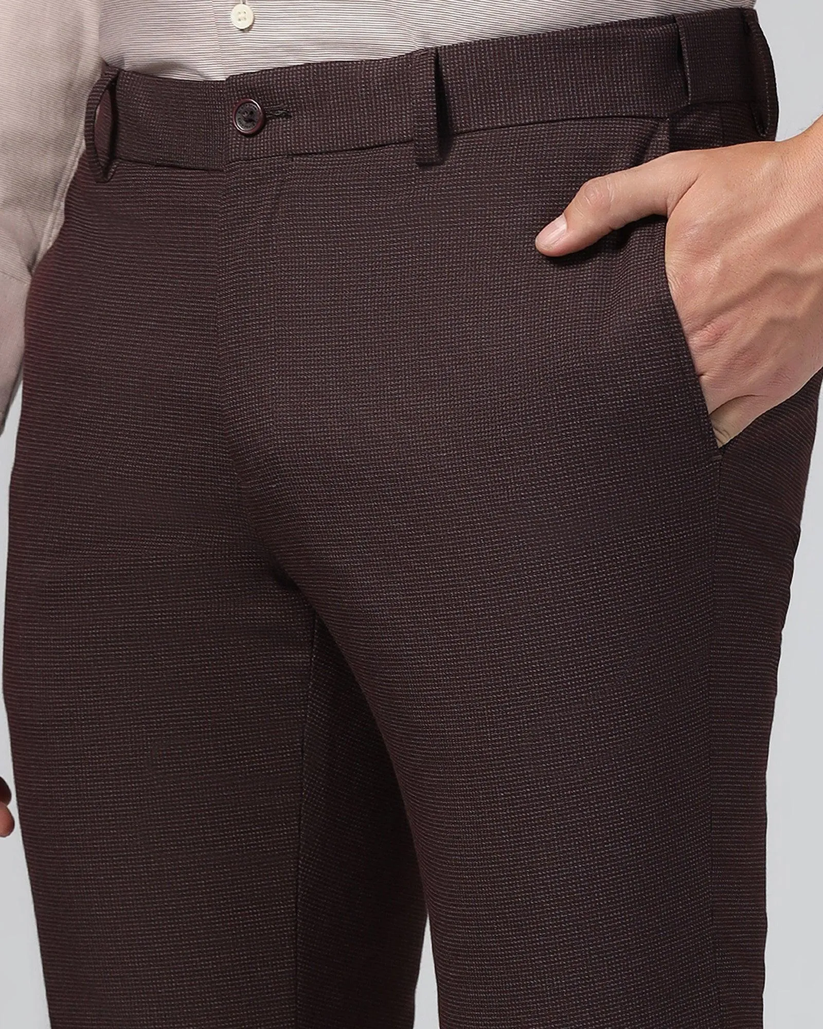 Polyester fabric Light Fabric Slim Fit B-91 Formal Wine Textured Trouser - Ford