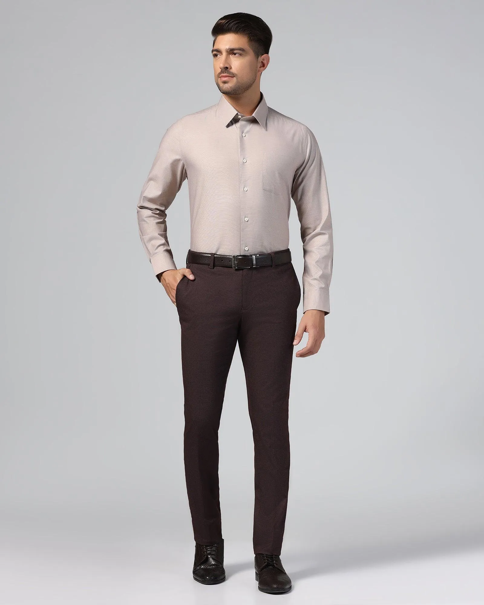 Slim Fit B-91 Formal Wine Textured Trouser - Ford HeatRegulatingLining StretchMaterial