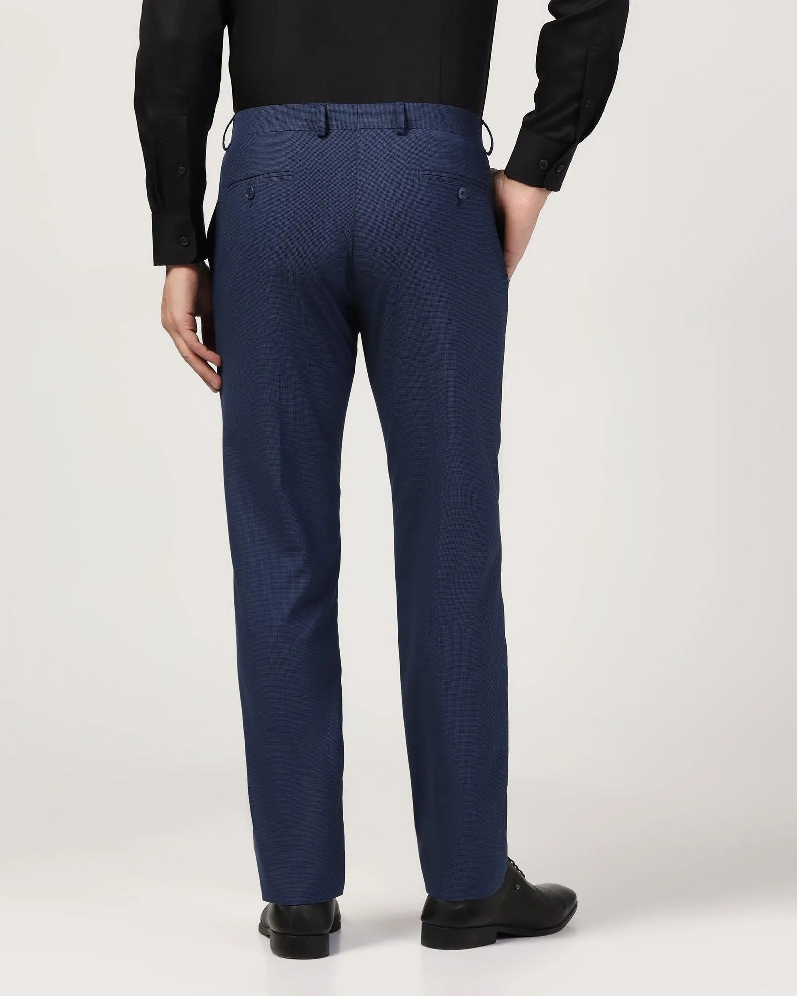 Temp Tech Slim Comfort B-95 Formal Navy Textured Trouser - Duke Easy Stretch