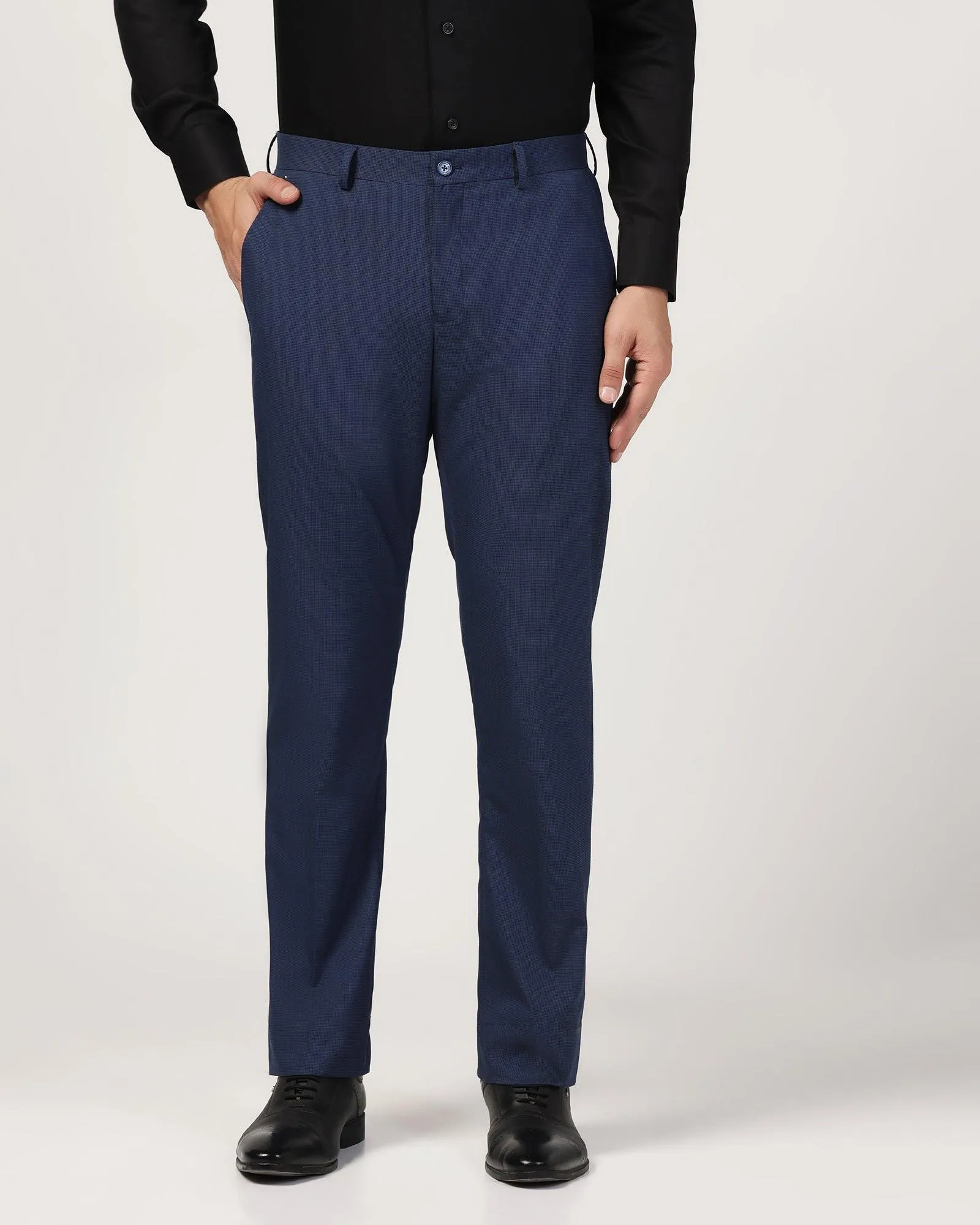 Temp Tech Slim Comfort B-95 Formal Navy Textured Trouser - Duke Sporty Fit Design