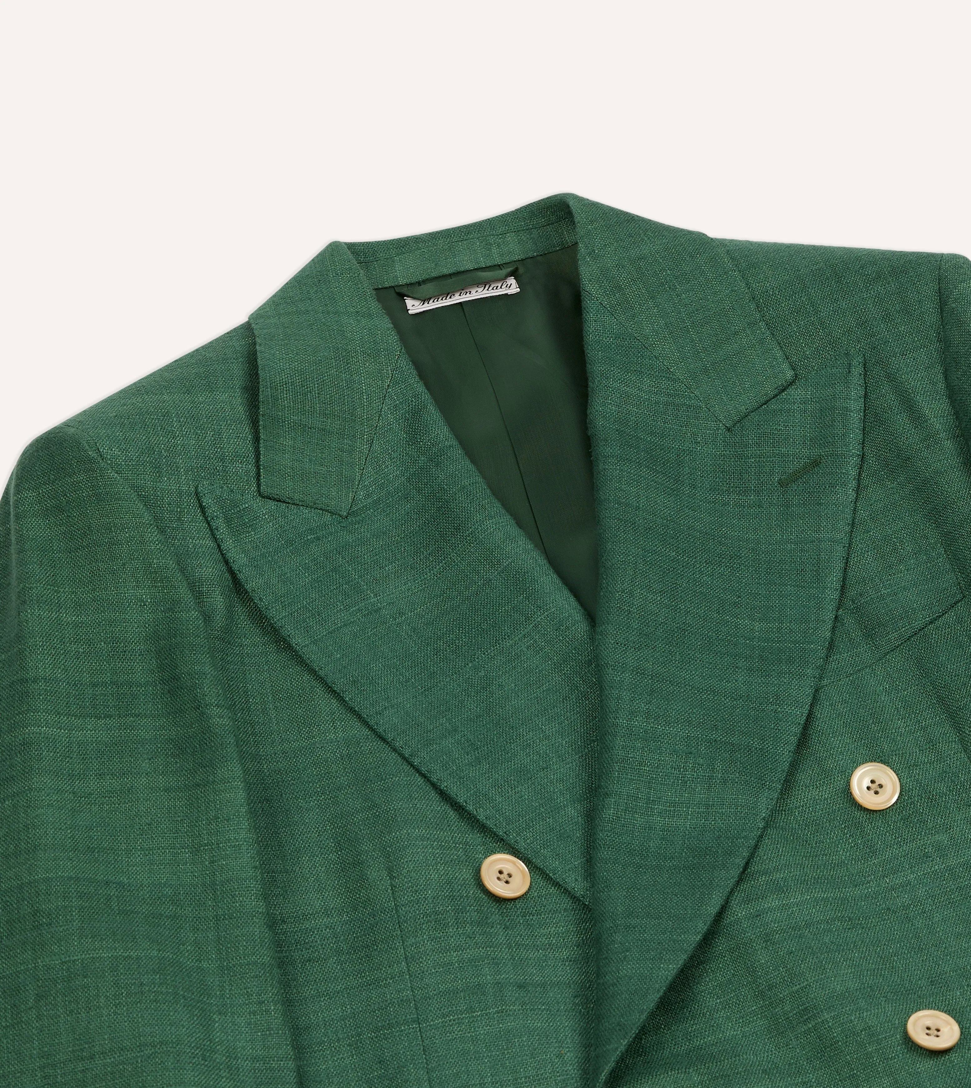 Flexible Fit Engineering Poly Blend Green Tussah Silk Double-Breasted Evening Jacket