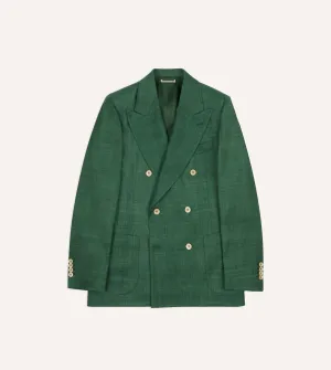 Relaxed Daily Style Tapered Hem Green Tussah Silk Double-Breasted Evening Jacket