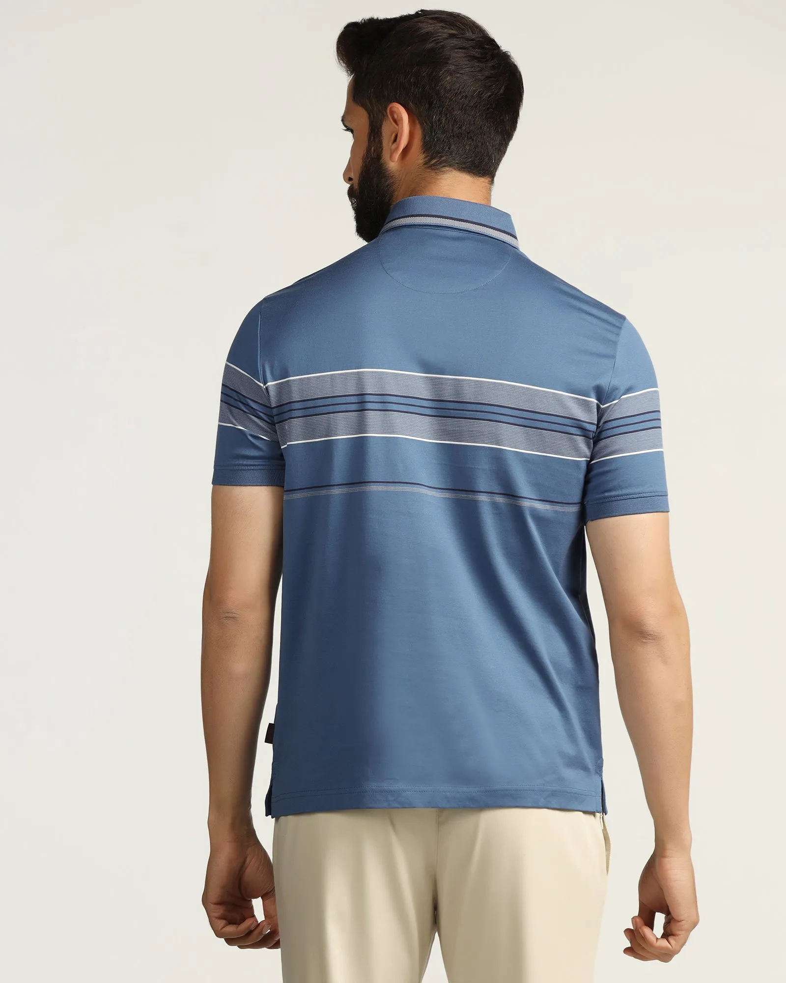 Polo Blue Topaz Stripe T-Shirt - Cetus Breathable Knitwear