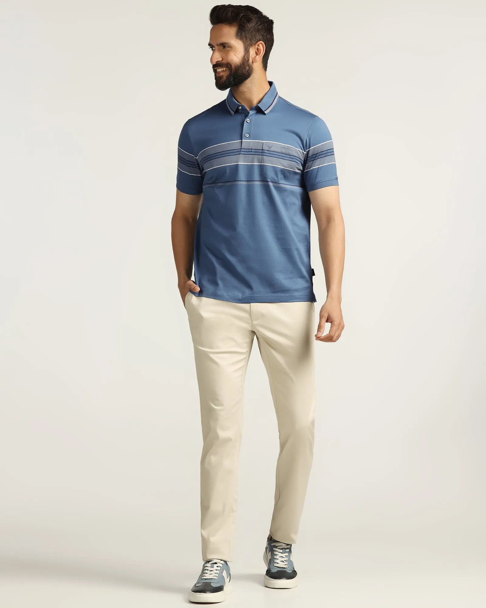 Polo Blue Topaz Stripe T-Shirt - Cetus Golf Course
