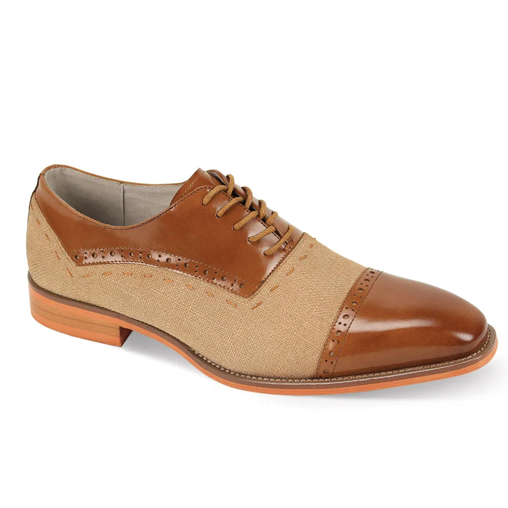 Casual Classics Collection: Tan Linen Cap Toe Lace Shoes Linen Air