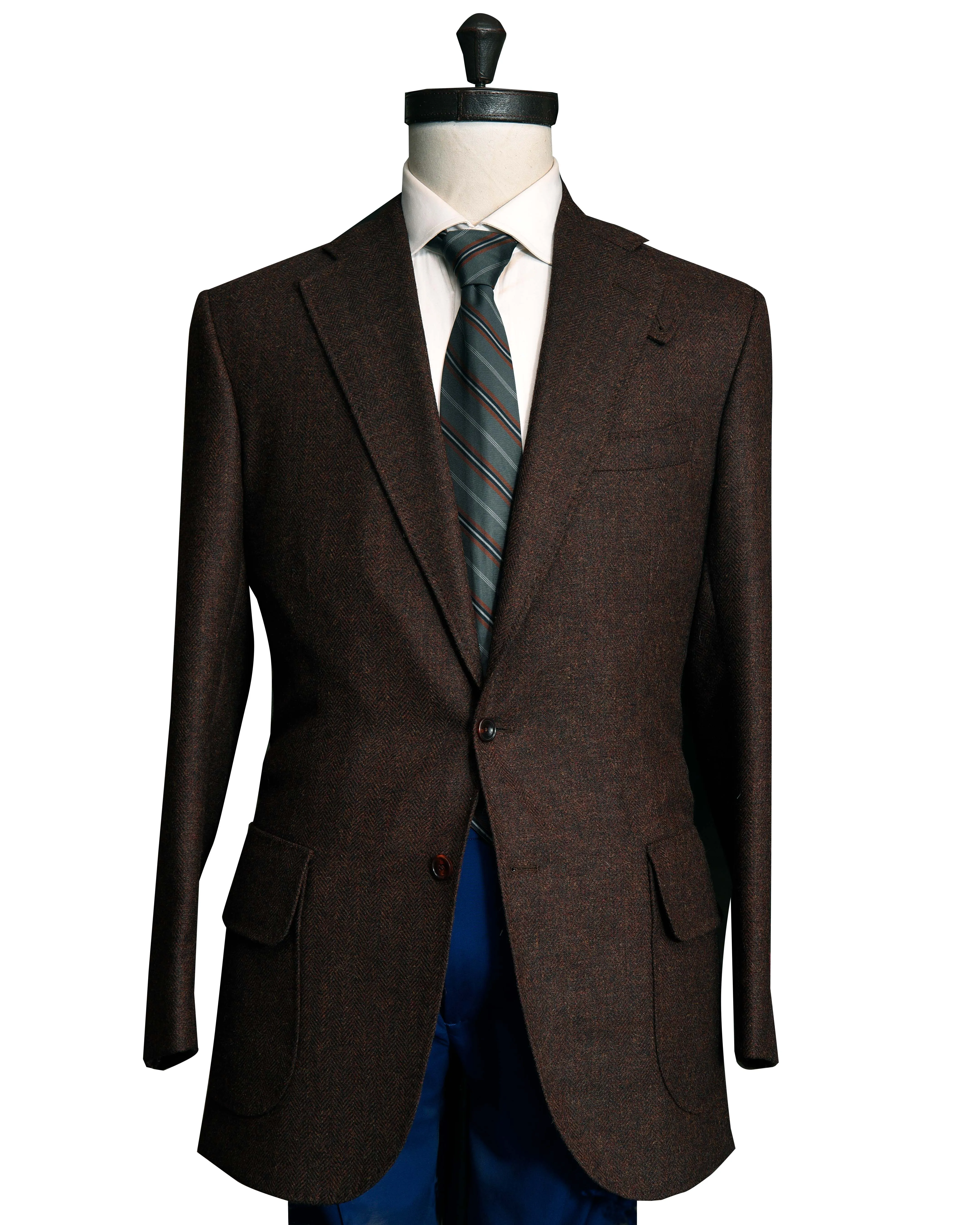Dugdale Dark Brown Mix green Herringbone Jacket Chill Look