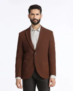 Tobacco Brown Solid Blazer - Modelo Headphone Hole Light Weight