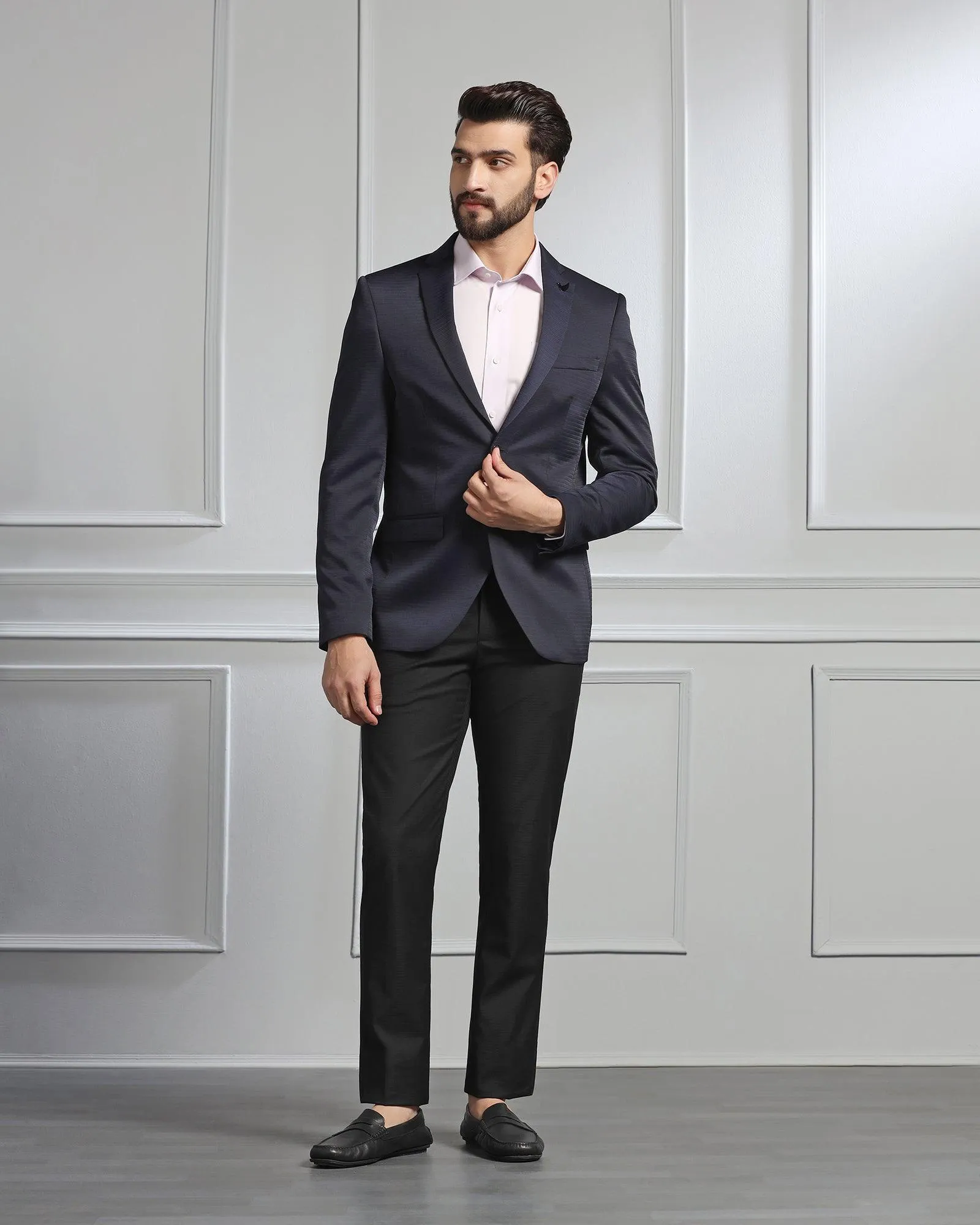 Formal Navy Solid Blazer - Darnet Balanced Insulation CompressionPackableFabric