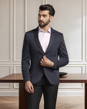 Formal Navy Solid Blazer - Darnet AbrasionResistantSurface Cotton Twill