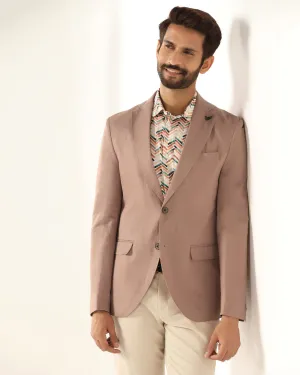 Formal Peach Solid Blazer - Gravity City Ready