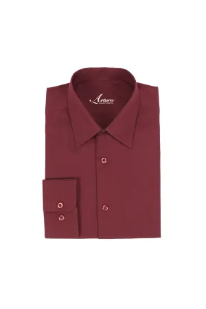 ARTURO Modern Fit Long Sleeve Burgundy Dress Shirt Fall Foliage