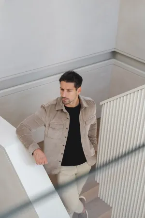 Relaxed Silhouette Cord Overshirt in Mole