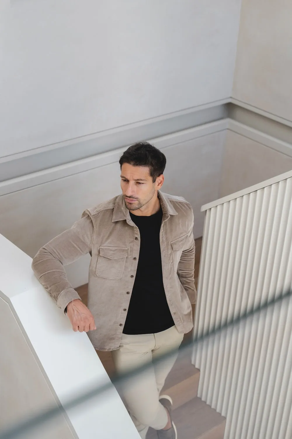 Relaxed Silhouette Cord Overshirt in Mole