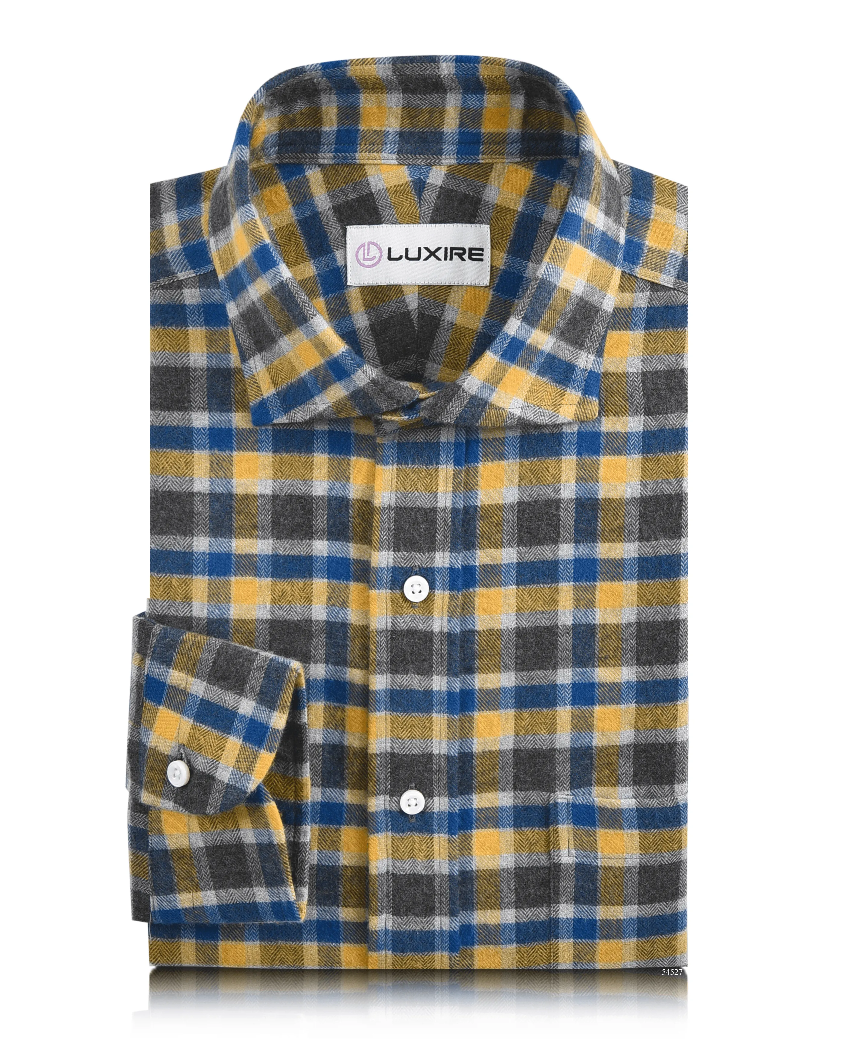 Strong Soul Spring Glow Flannel: Yellow Blue Grey Herringbone Checks Shirt