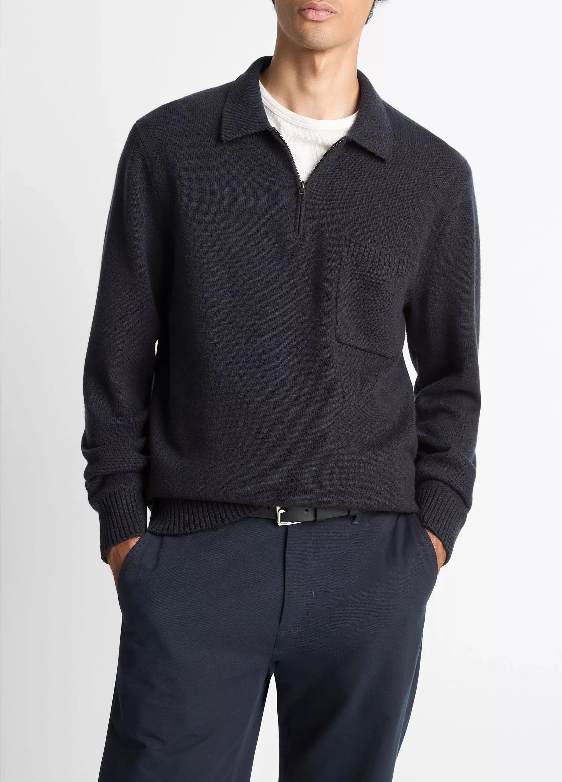 Long Sleeve Zip Front Polo OdorControlTech ElasticWaistband