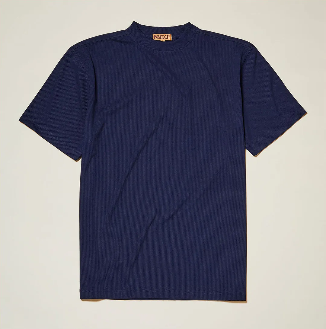 Inserch Rib Crew Neck T-Shirt T299-00011 Navy Blue Trendy Trousers