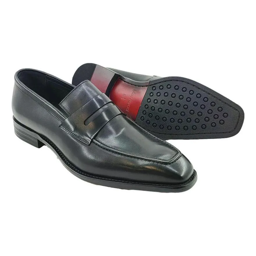 Carrucci Black Penny Loafer Dress Shoes Durable Wear Executive Edge