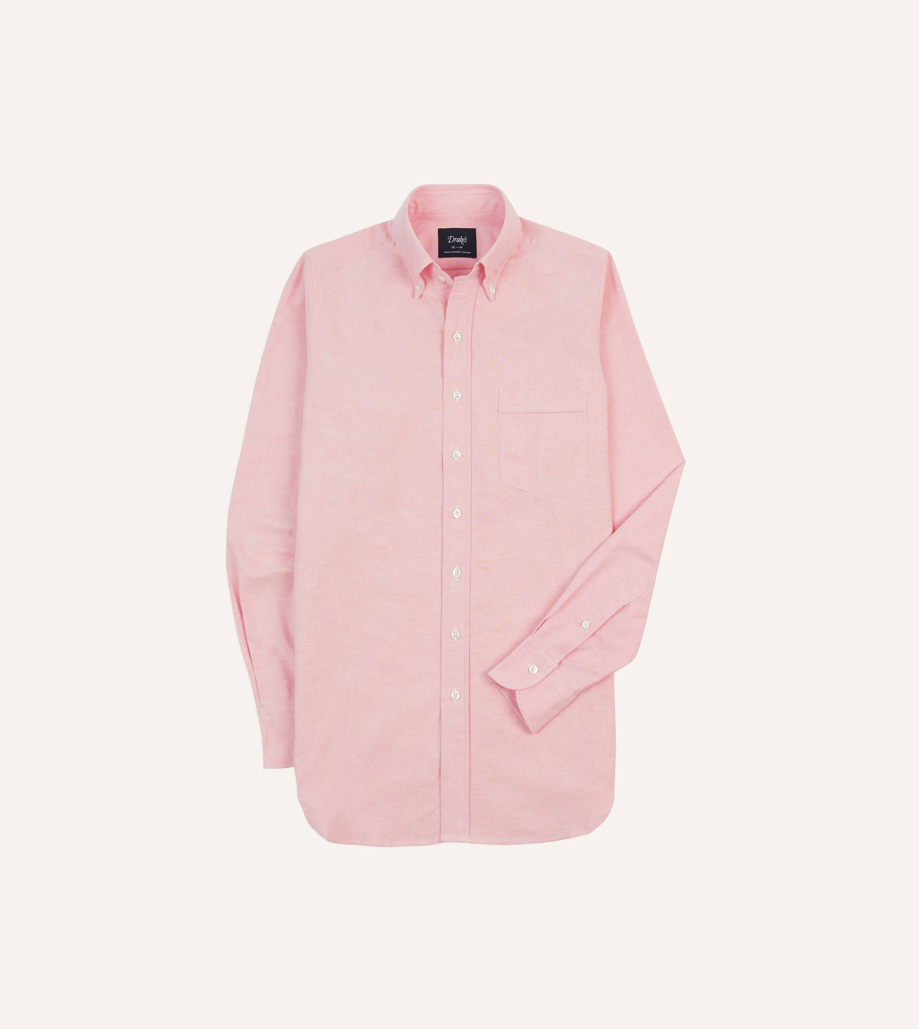 Bright Pink Cotton Oxford Cloth Button-Down Shirt Geometric Pattern Smart Casual