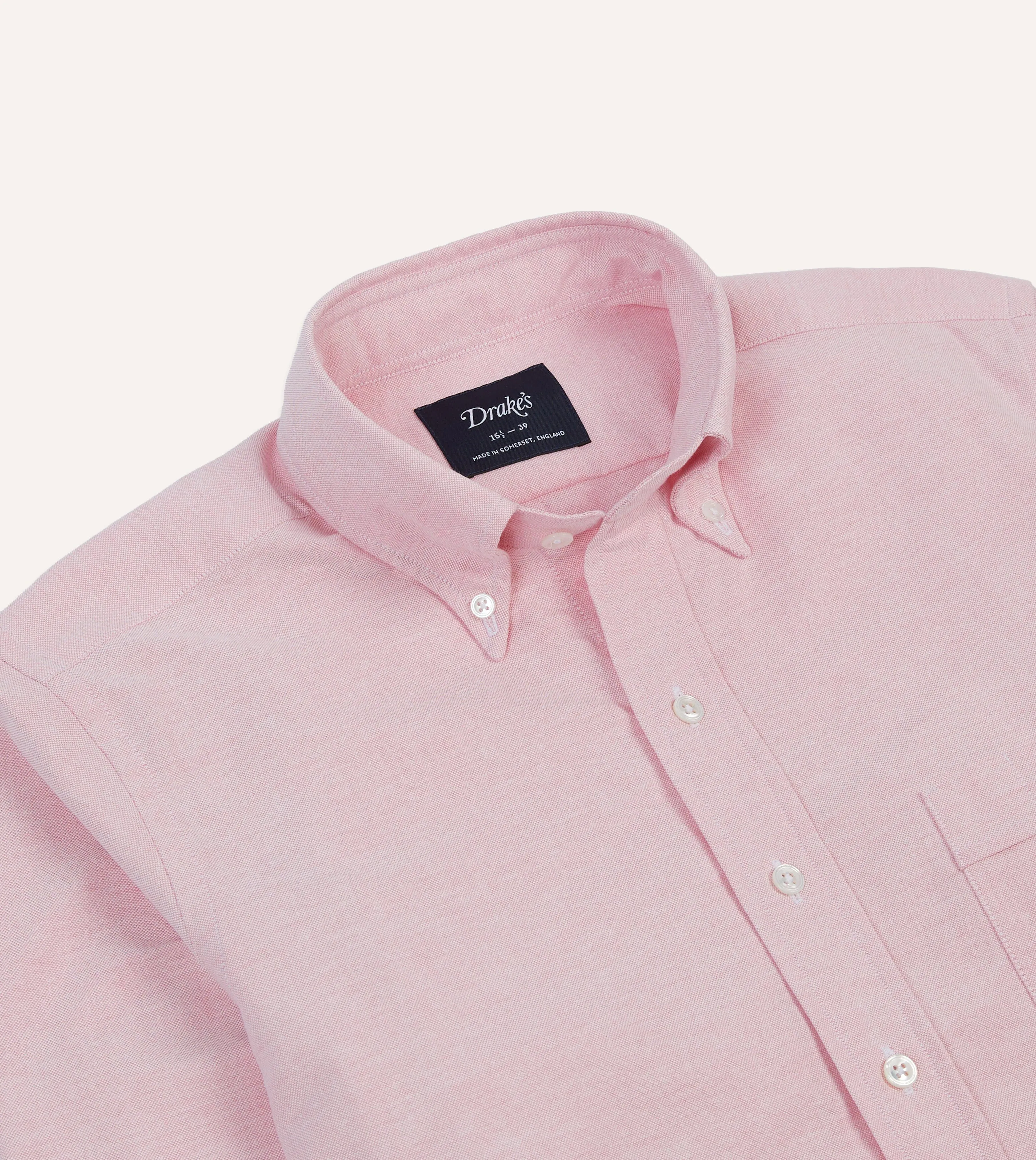 Multi Layer Stitching Bright Pink Cotton Oxford Cloth Button-Down Shirt