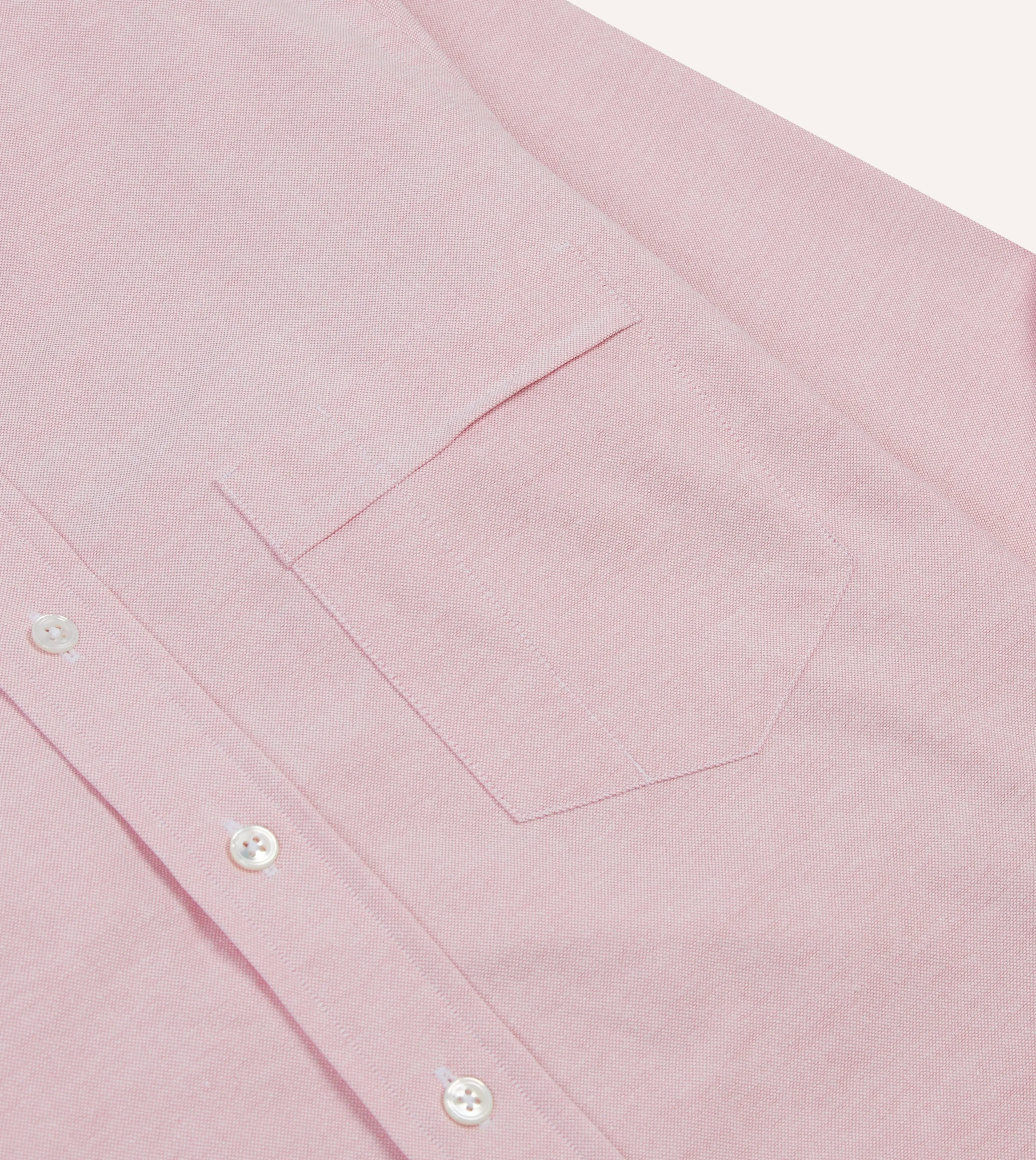 Multi Layer Stitching youth trend Bright Pink Cotton Oxford Cloth Button-Down Shirt