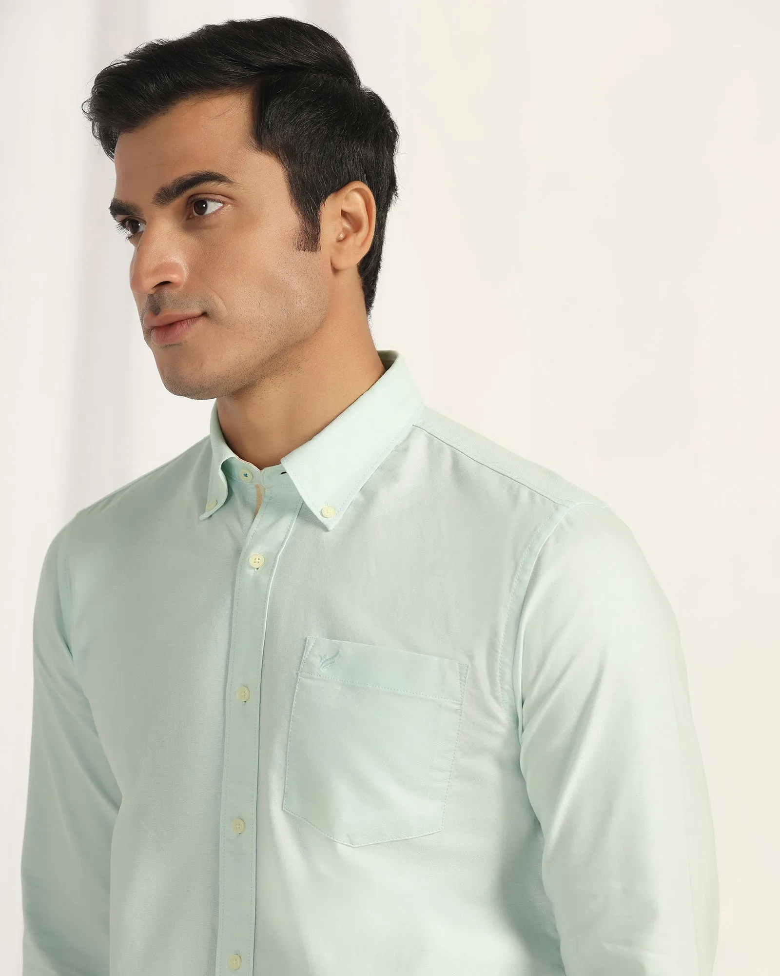 Casual Mint Solid Shirt - Solly Bold Prints Plus Size