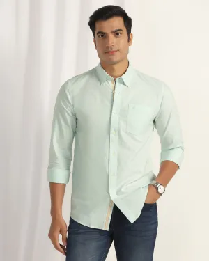 Wardrobe Must-Have Minimalist Design Casual Mint Solid Shirt - Solly