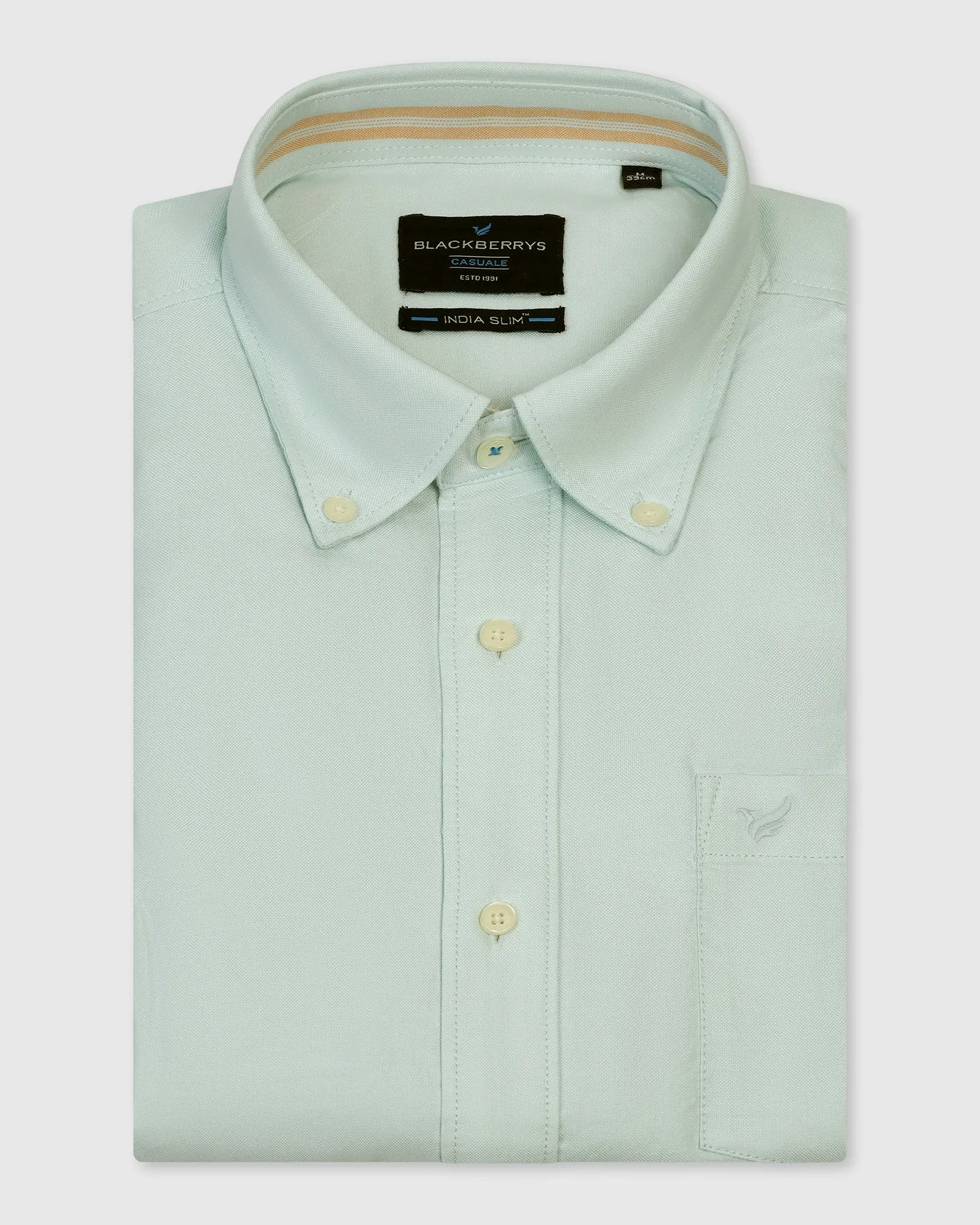 Casual Mint Solid Shirt - Solly Bold Print Lightweight Construction