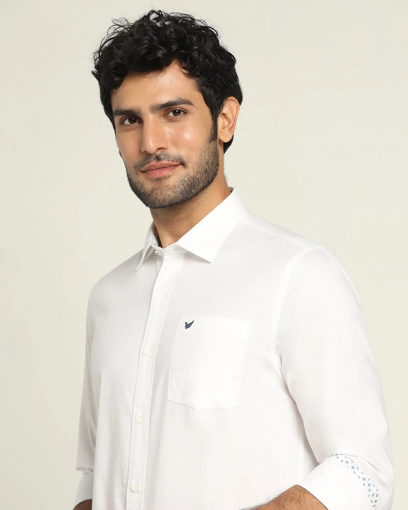 Casual White Solid Shirt - Torch Tailored Silhouette All-Ages Fit